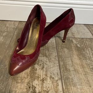 Wine red high heel shoes, size 8